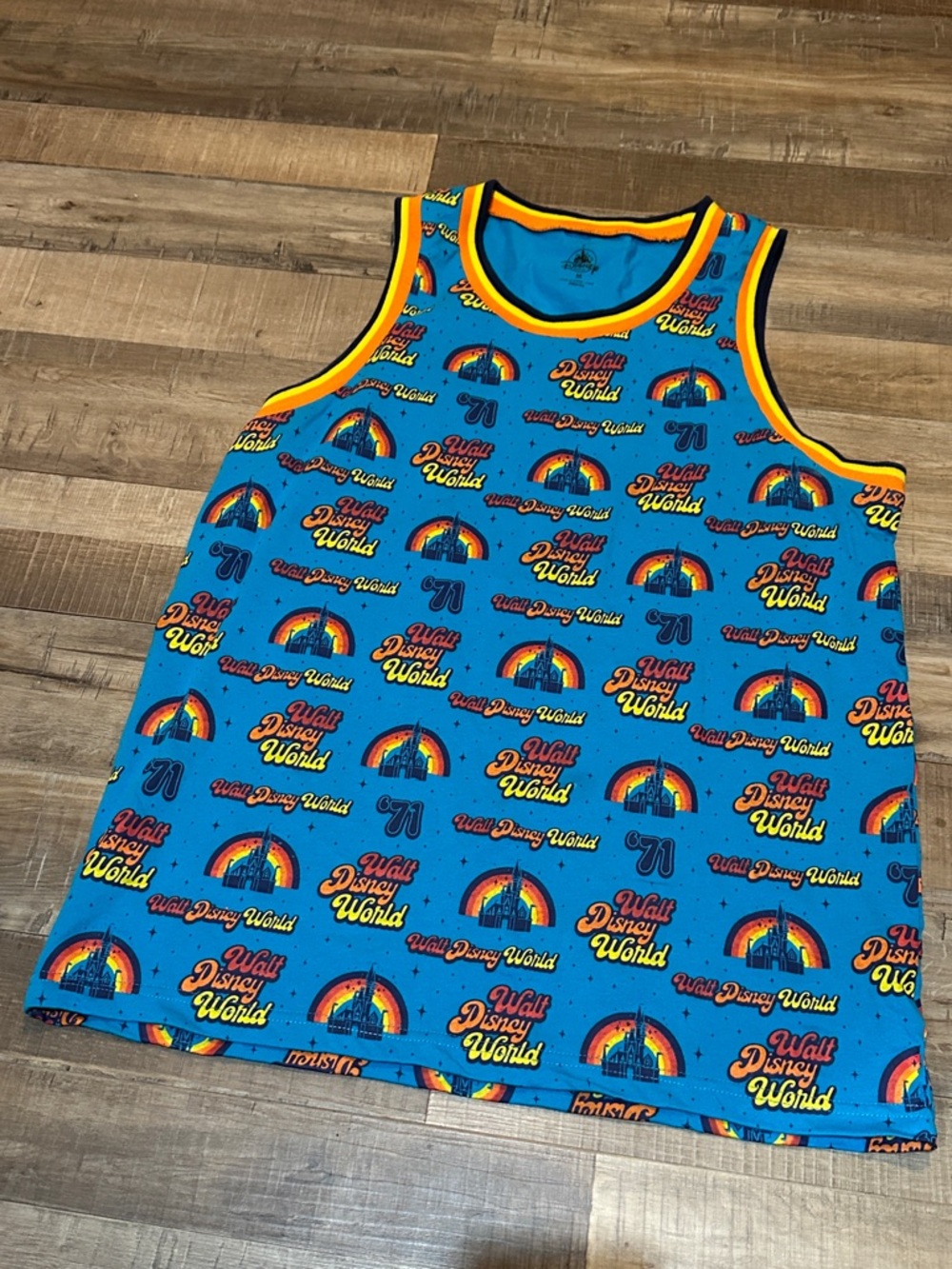 Disney Bright Blue Walt Disney World Kids Tank with Rainbow Logo